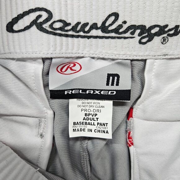 Rawlings Baseball Pant Adult Size Medium Gray Red Pro Dri - Picture 9 of 12